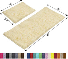 Load image into Gallery viewer, Chenille Microfiber 2-Piece Rectangular Mats Set, XL, Cream
