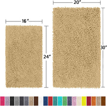 Load image into Gallery viewer, Microfiber 2-Piece Rectangular Mats Set, 20x30 &amp; 15x23 Inch, Beige
