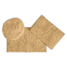 Load image into Gallery viewer, 3pc Set (Style C) Bath Rugs + Round Toilet Lid Rug, Beige
