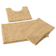 Load image into Gallery viewer, 3 Piece Set (Style A) Bath Rugs + U Shape Toilet Mat, Beige
