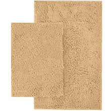 Load image into Gallery viewer, Microfiber 2-Piece Rectangular Mats Set, 20x30 &amp; 15x23 Inch, Beige
