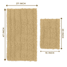 Load image into Gallery viewer, 2 Piece Rectangular Bath Rug Set, 15x23 + 27x47 inch, Beige
