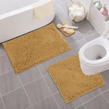 Load image into Gallery viewer, LuxUrux Bathroom Rugs Luxury Chenille 2-Piece Bath Mat Set, Beige
