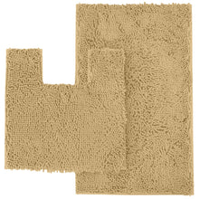 Load image into Gallery viewer, 2 Piece Bath Rug + Square Cutout Toilet Mat Set, Beige
