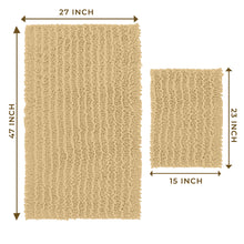 Load image into Gallery viewer, Rectangular 2 Piece Bath Rug Set, 15x23 + 27x47 inch, Beige

