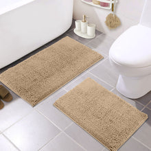 Load image into Gallery viewer, Microfiber 2-Piece Rectangular Mats Set, 20x30 &amp; 15x23 Inch, Beige
