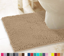 Load image into Gallery viewer, U-Shaped Contoured Rug for Around Toilet, Super Absorbent Bath Rug, Machine Wash &amp; Dry, 20 x 20, Beige
