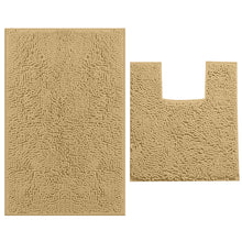 Load image into Gallery viewer, 2 Piece Bath Rug + Square Cutout Toilet Mat Set, Beige
