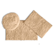 Load image into Gallery viewer, 3pc Set (Style C) Bath Rugs + Round Toilet Lid Rug, Birch
