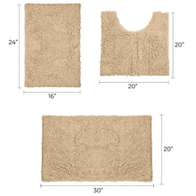 Load image into Gallery viewer, 3 Piece Set (Style A) Bath Rugs + U Shape Toilet Mat, Birch
