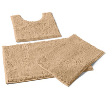 Load image into Gallery viewer, 3 Piece Set (Style A) Bath Rugs + U Shape Toilet Mat, Birch
