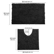 Load image into Gallery viewer, LuxUrux Bathroom Rugs Luxury Chenille 2-Piece Bath Mat Set, Black
