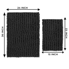 Load image into Gallery viewer, Rectangular 2 Piece Bath Rug Set, 15x23 + 24x36 inch, Black
