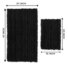 Load image into Gallery viewer, 2 Piece Rectangular Bath Rug Set, 15x23 + 27x47 inch, Black
