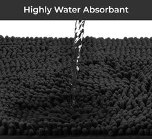 Load image into Gallery viewer, 2 Piece Bath Rug + Square Cutout Toilet Mat Set, Black
