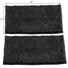 Load image into Gallery viewer, Microfiber Rectangular Rugs, 23x36 Inch 2 Pack Set, Black
