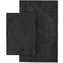 Load image into Gallery viewer, Microfiber 2-Piece Rectangular Mats Set, 20x30 &amp; 15x23 Inch, Black
