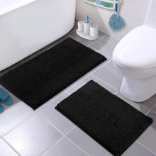 Load image into Gallery viewer, Microfiber 2-Piece Rectangular Mats Set, 20x30 &amp; 15x23 Inch, Black
