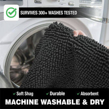 Load image into Gallery viewer, 2 Piece Bath Rug + Square Cutout Toilet Mat Set, Black
