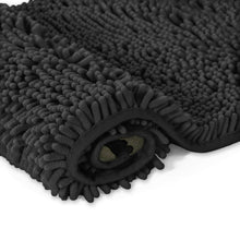 Load image into Gallery viewer, 2 Piece Bath Rug + Square Cutout Toilet Mat Set, Black
