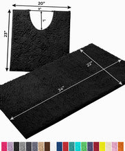 Load image into Gallery viewer, Bathroom Rugs Luxury Chenille 2-Piece Bath Mat Set, Large, Black
