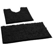 Load image into Gallery viewer, LuxUrux Bathroom Rugs Luxury Chenille 2-Piece Bath Mat Set, Black
