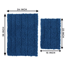 Load image into Gallery viewer, 2 Piece Rectangular Bath Rug Set, 15x23 + 24x36 inch, Blue
