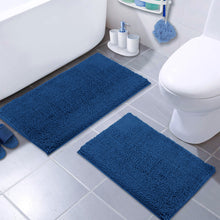 Load image into Gallery viewer, Microfiber 2-Piece Rectangular Mats Set, 20x30 &amp; 15x23 Inch, Blue
