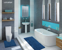 Load image into Gallery viewer, Luxury Microfiber 2-Piece Toilet &amp; Bath Mat Set, XL, Blue
