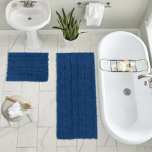 Load image into Gallery viewer, 2 Piece Rectangular Bath Rug Set, 15x23 + 27x47 inch, Blue
