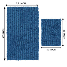 Load image into Gallery viewer, Rectangular 2 Piece Bath Rug Set, 15x23 + 27x47 inch, Blue
