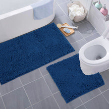 Load image into Gallery viewer, Bathroom Rugs Luxury Chenille 2-Piece Bath Mat Set, Large, Blue
