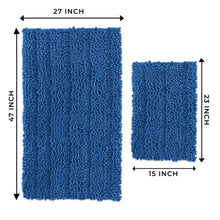 Load image into Gallery viewer, 2 Piece Rectangular Bath Rug Set, 15x23 + 27x47 inch, Blue
