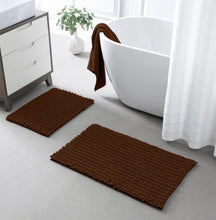 Load image into Gallery viewer, Rectangular 2 Piece Bath Rug Set | 20x30 + 15x23 inch | Brown
