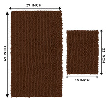 Load image into Gallery viewer, Rectangular 2 Piece Bath Rug Set, 15x23 + 27x47 inch, Brown
