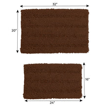 Load image into Gallery viewer, 2 Piece Rectangular Bath Rug Set, 15x23 + 20x30  inch, Brown
