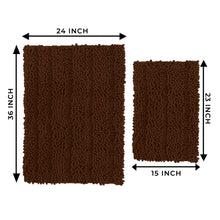 Load image into Gallery viewer, 2 Piece Rectangular Bath Rug Set, 15x23 + 24x36 inch, Brown
