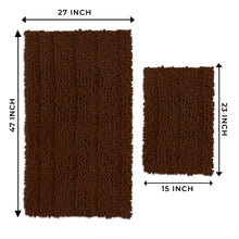 Load image into Gallery viewer, 2 Piece Rectangular Bath Rug Set, 15x23 + 27x47 inch, Brown
