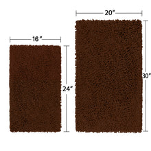 Load image into Gallery viewer, Microfiber 2-Piece Rectangular Mats Set, 20x30 &amp; 15x23 Inch, Brown

