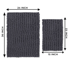 Load image into Gallery viewer, Rectangular 2 Piece Bath Rug Set, 15x23 + 24x36 inch, Charcoal
