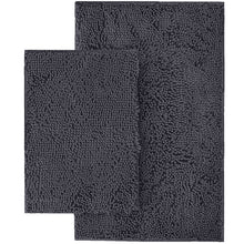 Load image into Gallery viewer, Microfiber 2-Piece Rectangular Mats Set, 20x30 &amp; 15x23 Inch, Charcoal
