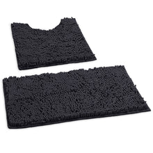 Load image into Gallery viewer, Luxury Chenille Bathroom Rugs 2-Piece Bath Mat Set, Small, Charcoal
