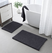 Load image into Gallery viewer, Rectangular 2 Piece Bath Rug Set | 20x30 + 15x23 inch | Charcoal
