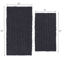 Load image into Gallery viewer, Rectangular 2 Piece Bath Rug Set | 20x30 + 15x23 inch | Charcoal
