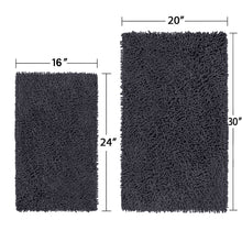 Load image into Gallery viewer, Microfiber 2-Piece Rectangular Mats Set, 20x30 &amp; 15x23 Inch, Charcoal

