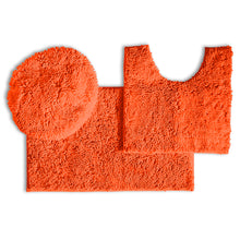Load image into Gallery viewer, 3pc Set (Style B) Bath Rug + U Shape Toilet Mat + Round Toilet Lid Cover Rug, Coral
