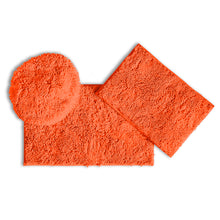 Load image into Gallery viewer, 3pc Set (Style C) Bath Rugs + Round Toilet Lid Rug, Coral
