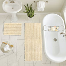 Load image into Gallery viewer, 2 Piece Rectangular Bath Rug Set, 15x23 + 27x47 inch, Cream
