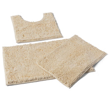 Load image into Gallery viewer, 3 Piece Set (Style A) Bath Rugs + U Shape Toilet Mat, Cream
