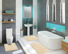 Load image into Gallery viewer, 3 Piece Set (Style A) Bath Rugs + U Shape Toilet Mat, Cream
